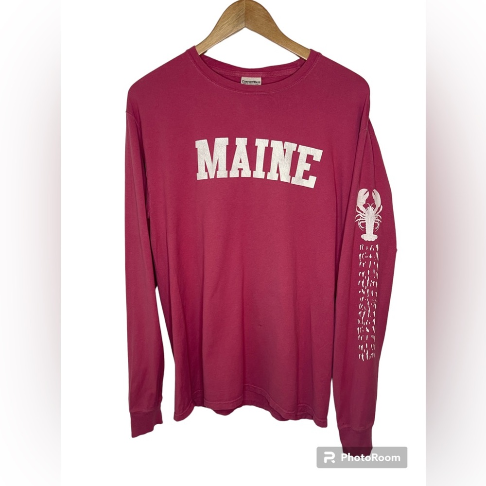 VINTAGE Maine long sleeve T-shirt in Nantucket red, men’s Large.
